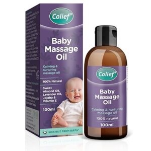 Colief Baby Massage Oil | Soothing Oil For Infants | Made With 100% Natural Ingredients Including Sweet Almond Oil, Lavender Oil, Jojoba & Vitamin E | Suitable For Babies 3+ Months | 3.38 Fl. Oz